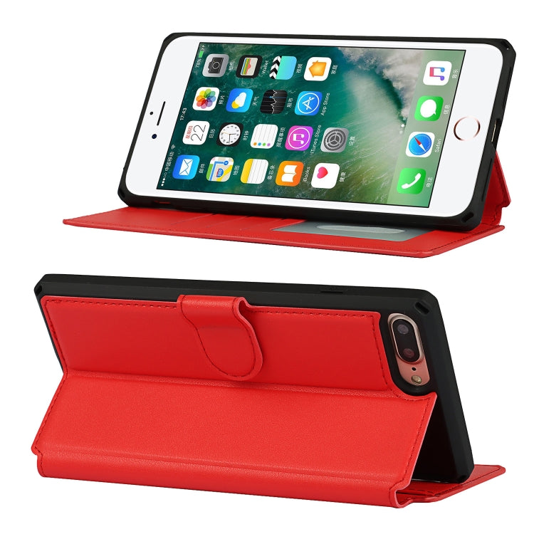 Plain Texture Horizontal Flip PU Leather Case with Holder & Card Slots & Photo Frame & Wallet & Strap For iPhone 7 Plus / 8 Plus