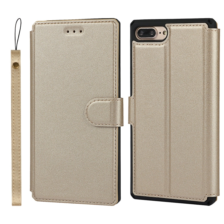 Plain Texture Horizontal Flip PU Leather Case with Holder & Card Slots & Photo Frame & Wallet & Strap For iPhone 7 Plus / 8 Plus