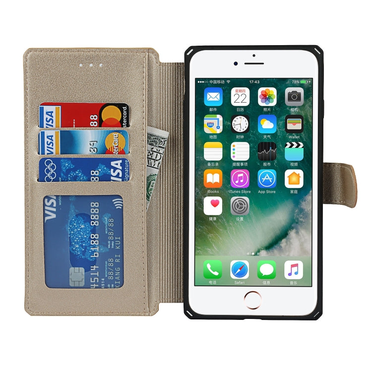Plain Texture Horizontal Flip PU Leather Case with Holder & Card Slots & Photo Frame & Wallet & Strap For iPhone 7 Plus / 8 Plus
