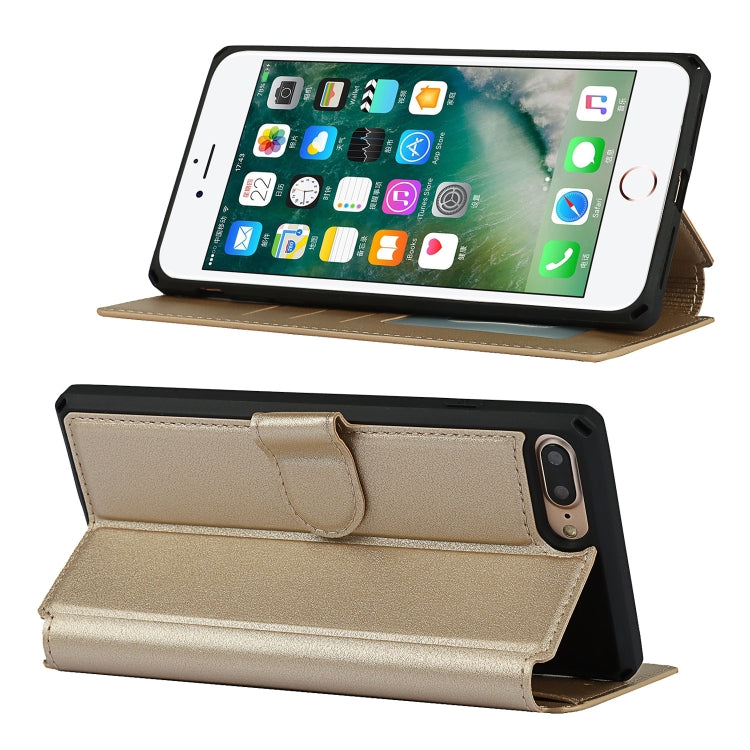 Plain Texture Horizontal Flip PU Leather Case with Holder & Card Slots & Photo Frame & Wallet & Strap For iPhone 7 Plus / 8 Plus