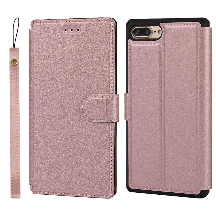 Plain Texture Horizontal Flip PU Leather Case with Holder & Card Slots & Photo Frame & Wallet & Strap For iPhone 7 Plus / 8 Plus