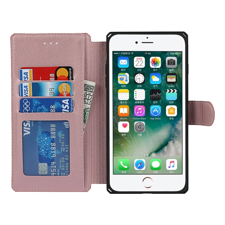 Plain Texture Horizontal Flip PU Leather Case with Holder & Card Slots & Photo Frame & Wallet & Strap For iPhone 7 Plus / 8 Plus