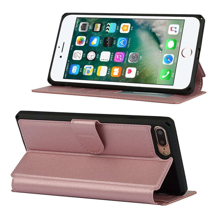 Plain Texture Horizontal Flip PU Leather Case with Holder & Card Slots & Photo Frame & Wallet & Strap For iPhone 7 Plus / 8 Plus
