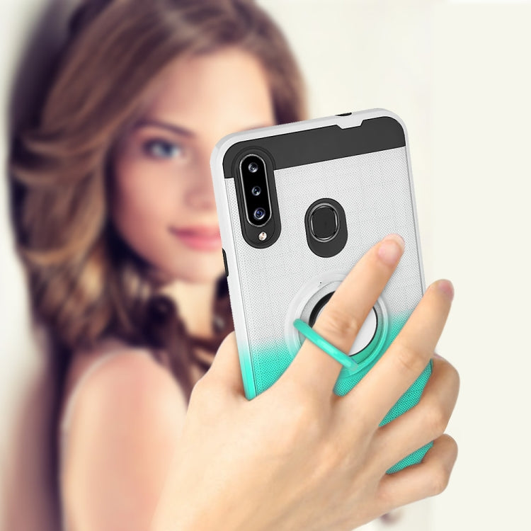 For Galaxy A20s 2 In 1 PC + TPU Protective Case with 360 Degrees Rotate Ring Holder