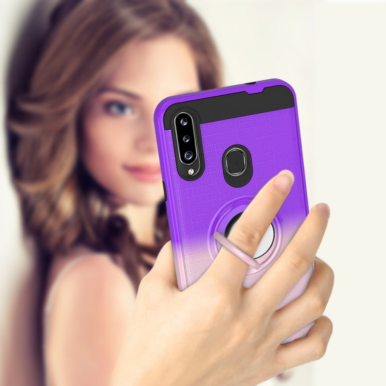 For Galaxy A20s 2 In 1 PC + TPU Protective Case with 360 Degrees Rotate Ring Holder
