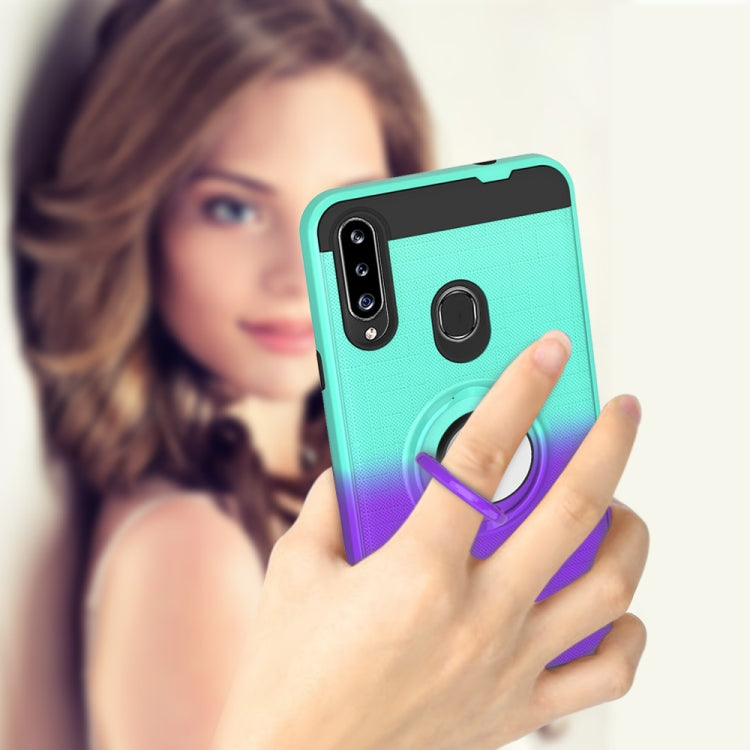 For Galaxy A20s 2 In 1 PC + TPU Protective Case with 360 Degrees Rotate Ring Holder