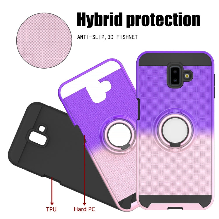 For Galaxy J6+ 2 In 1 PC + TPU Protective Case with 360 Degrees Rotate Ring Holder