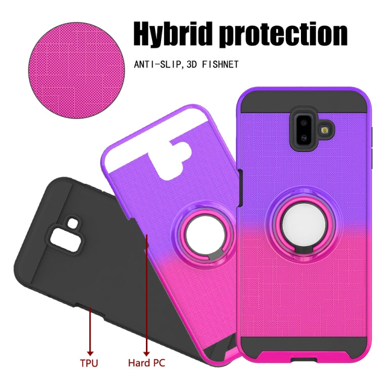 For Galaxy J6+ 2 In 1 PC + TPU Protective Case with 360 Degrees Rotate Ring Holder