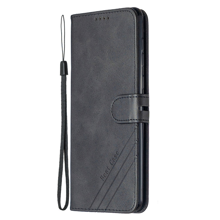 For Samsung Galaxy A21 US Version Stitching Style 2-Color Cow Texture Horizontal Flip PU Leather Case with Holder & Card Slot & Lanyard