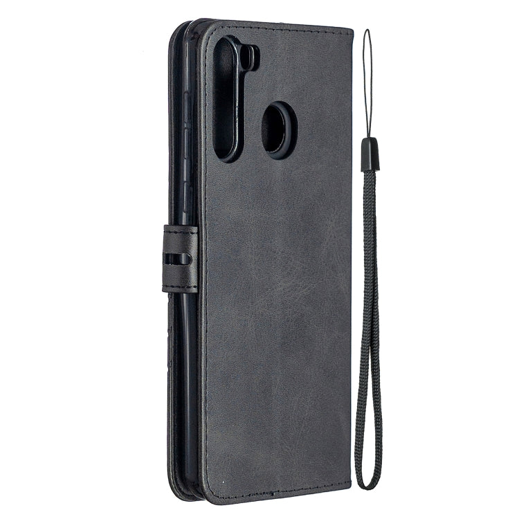 For Samsung Galaxy A21 US Version Stitching Style 2-Color Cow Texture Horizontal Flip PU Leather Case with Holder & Card Slot & Lanyard