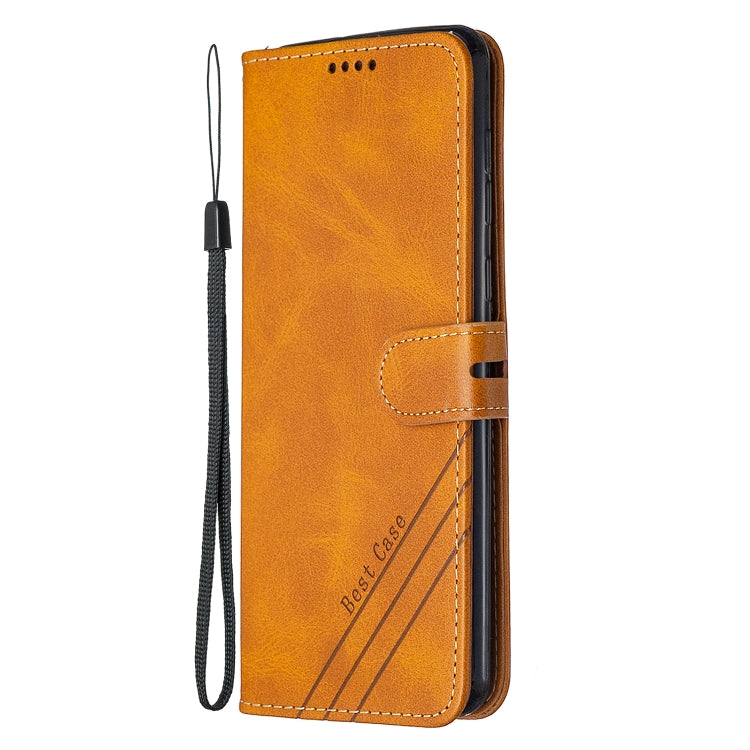 For Samsung Galaxy A21 US Version Stitching Style 2-Color Cow Texture Horizontal Flip PU Leather Case with Holder & Card Slot & Lanyard