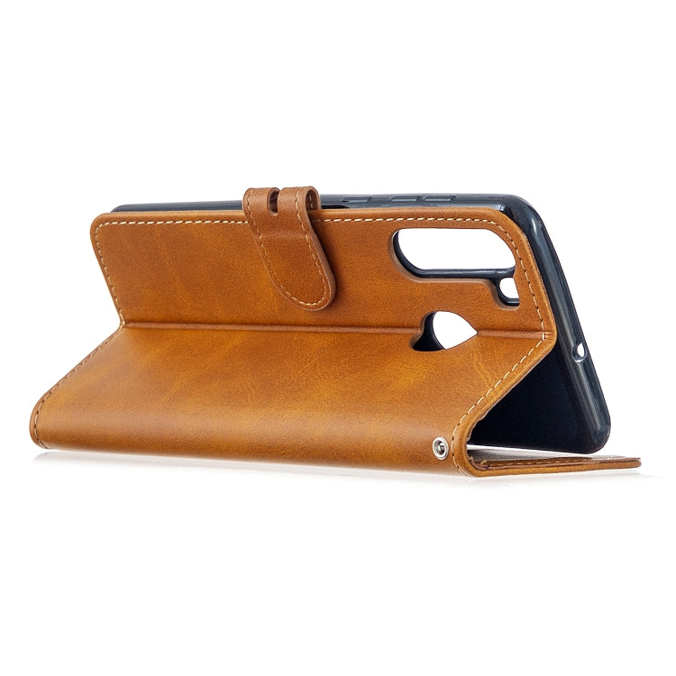 For Samsung Galaxy A21 US Version Stitching Style 2-Color Cow Texture Horizontal Flip PU Leather Case with Holder & Card Slot & Lanyard