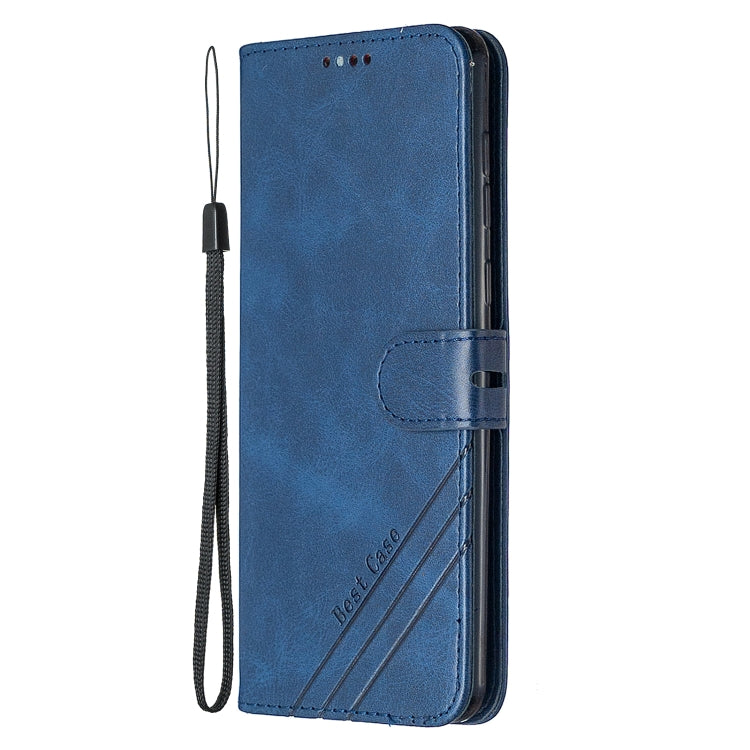 For Samsung Galaxy A21 US Version Stitching Style 2-Color Cow Texture Horizontal Flip PU Leather Case with Holder & Card Slot & Lanyard