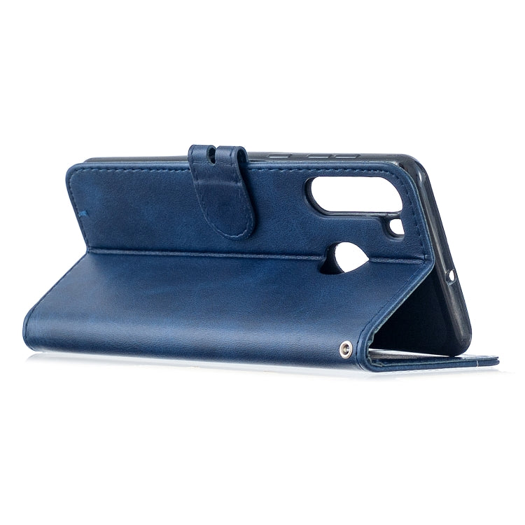For Samsung Galaxy A21 US Version Stitching Style 2-Color Cow Texture Horizontal Flip PU Leather Case with Holder & Card Slot & Lanyard