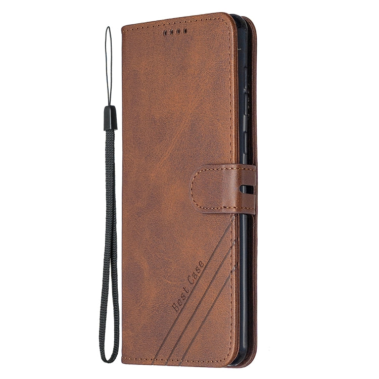 For Samsung Galaxy A21 US Version Stitching Style 2-Color Cow Texture Horizontal Flip PU Leather Case with Holder & Card Slot & Lanyard