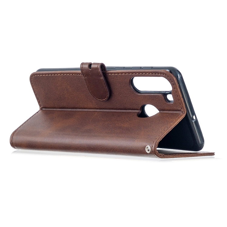 For Samsung Galaxy A21 US Version Stitching Style 2-Color Cow Texture Horizontal Flip PU Leather Case with Holder & Card Slot & Lanyard