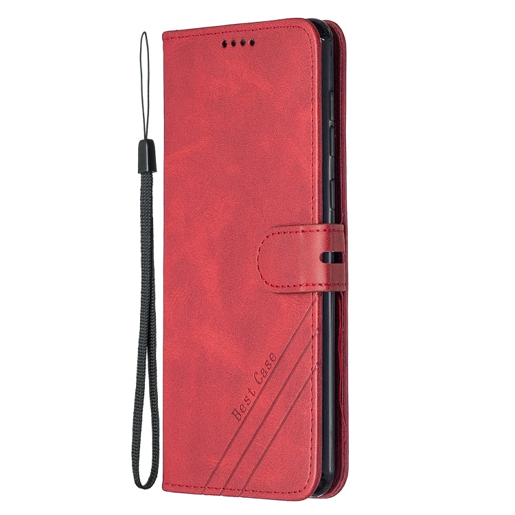 For Samsung Galaxy A21 US Version Stitching Style 2-Color Cow Texture Horizontal Flip PU Leather Case with Holder & Card Slot & Lanyard