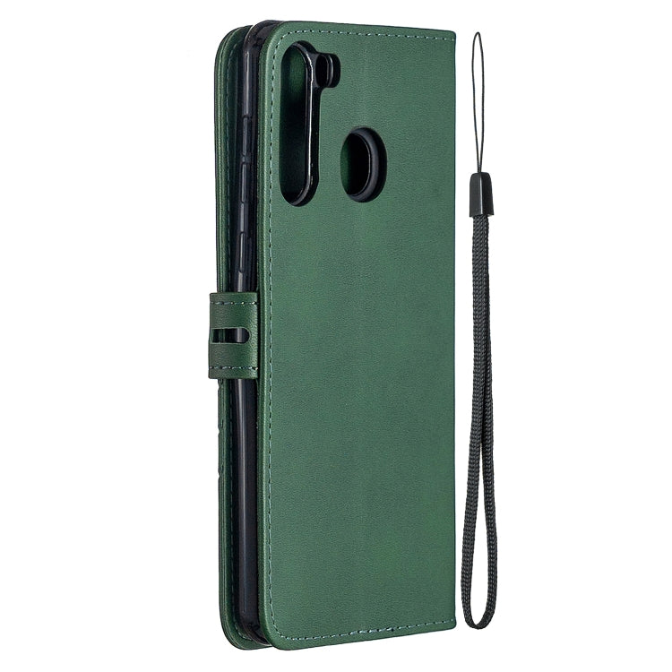 For Samsung Galaxy A21 US Version Stitching Style 2-Color Cow Texture Horizontal Flip PU Leather Case with Holder & Card Slot & Lanyard