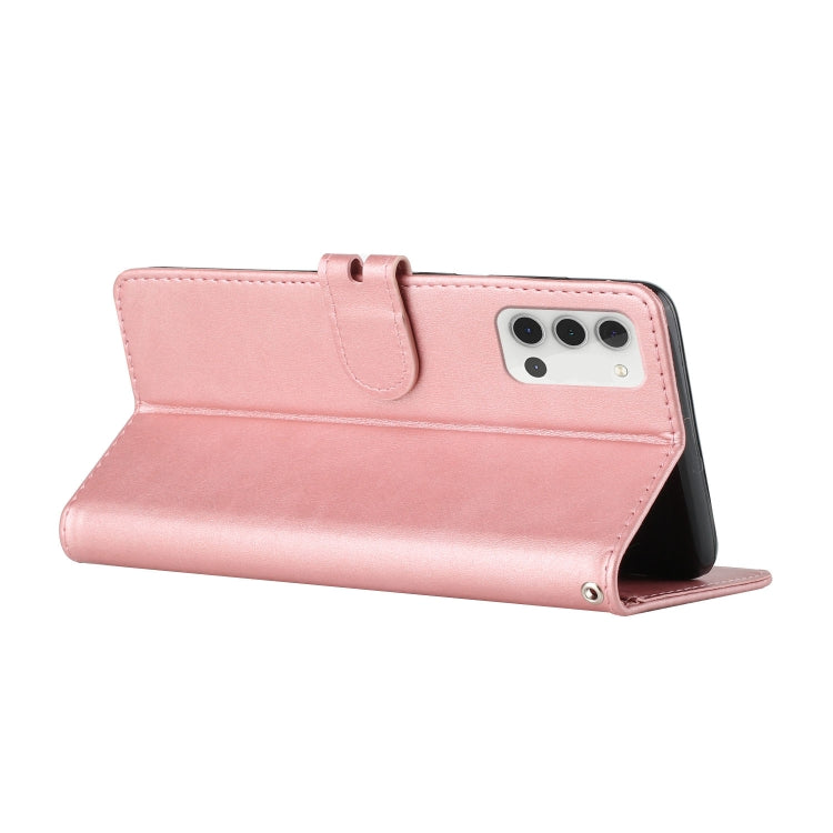 For Samsung Galaxy A22 4G Stitching Style 2-Color Cow Texture Horizontal Flip PU Leather Case with Holder & Card Slot & Lanyard