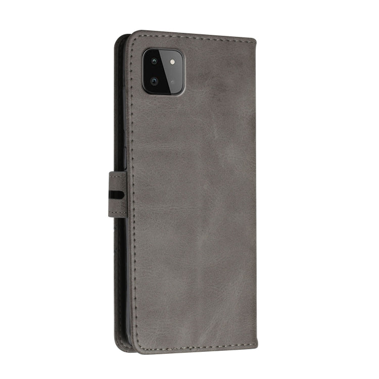 For Samsung Galaxy A22 5G Stitching Style 2-Color Cow Texture Horizontal Flip PU Leather Case with Holder & Card Slot & Lanyard