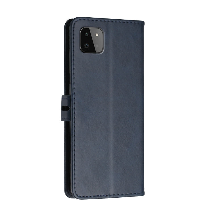 For Samsung Galaxy A22 5G Stitching Style 2-Color Cow Texture Horizontal Flip PU Leather Case with Holder & Card Slot & Lanyard
