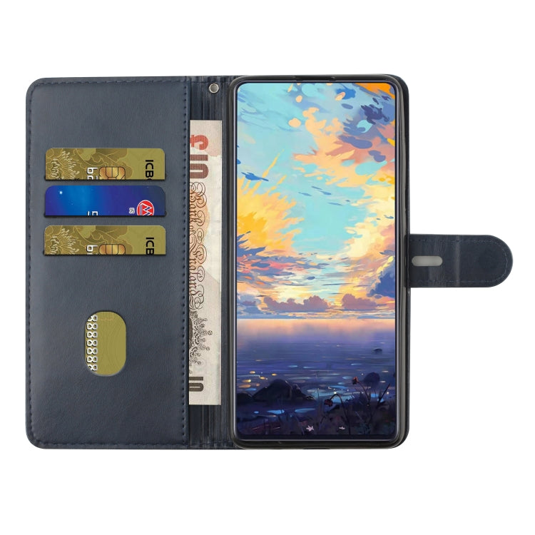 For Samsung Galaxy A22 5G Stitching Style 2-Color Cow Texture Horizontal Flip PU Leather Case with Holder & Card Slot & Lanyard