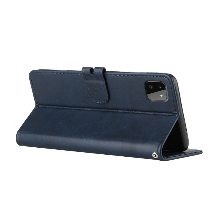 For Samsung Galaxy A22 5G Stitching Style 2-Color Cow Texture Horizontal Flip PU Leather Case with Holder & Card Slot & Lanyard
