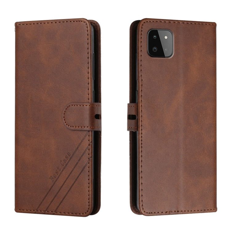 For Samsung Galaxy A22 5G Stitching Style 2-Color Cow Texture Horizontal Flip PU Leather Case with Holder & Card Slot & Lanyard
