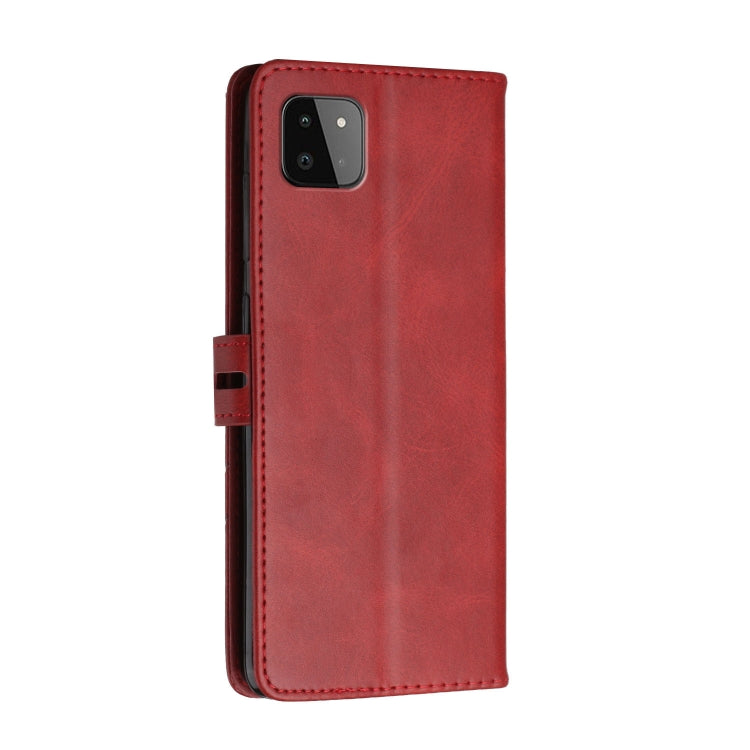 For Samsung Galaxy A22 5G Stitching Style 2-Color Cow Texture Horizontal Flip PU Leather Case with Holder & Card Slot & Lanyard