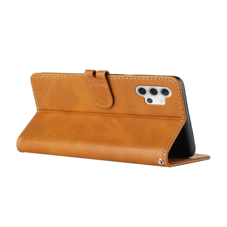 For Samsung Galaxy A32 4G Stitching Style 2-Color Cow Texture Horizontal Flip PU Leather Case with Holder & Card Slot & Lanyard