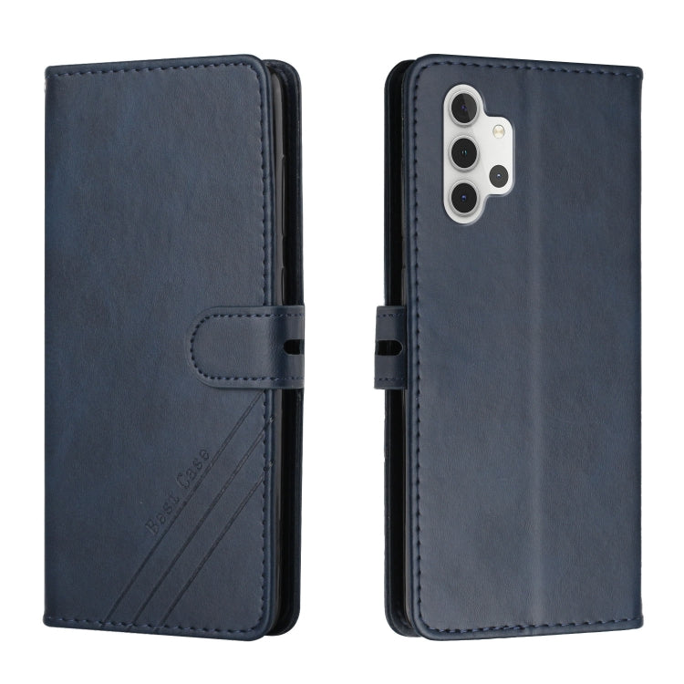 For Samsung Galaxy A32 4G Stitching Style 2-Color Cow Texture Horizontal Flip PU Leather Case with Holder & Card Slot & Lanyard