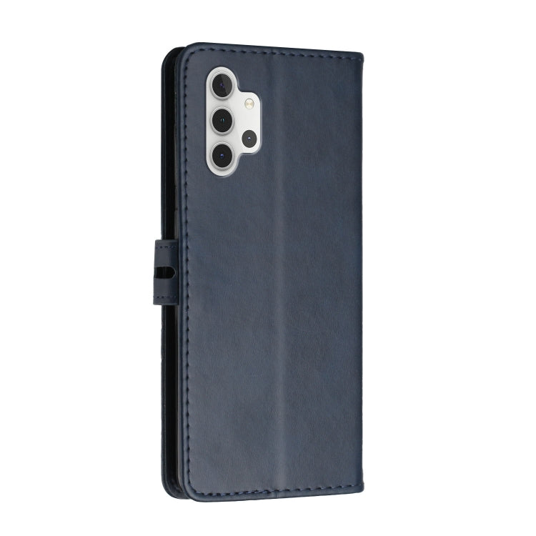 For Samsung Galaxy A32 4G Stitching Style 2-Color Cow Texture Horizontal Flip PU Leather Case with Holder & Card Slot & Lanyard