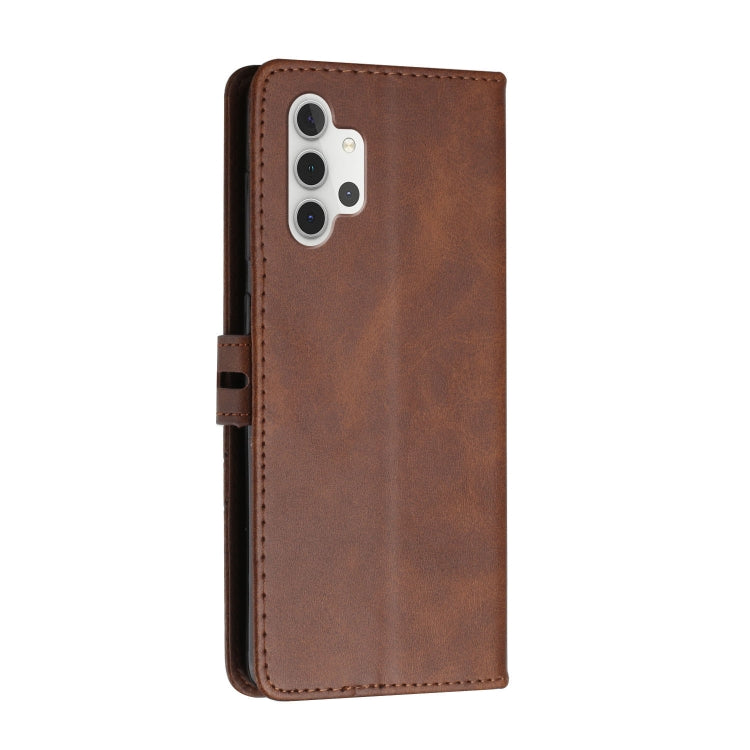 For Samsung Galaxy A32 4G Stitching Style 2-Color Cow Texture Horizontal Flip PU Leather Case with Holder & Card Slot & Lanyard