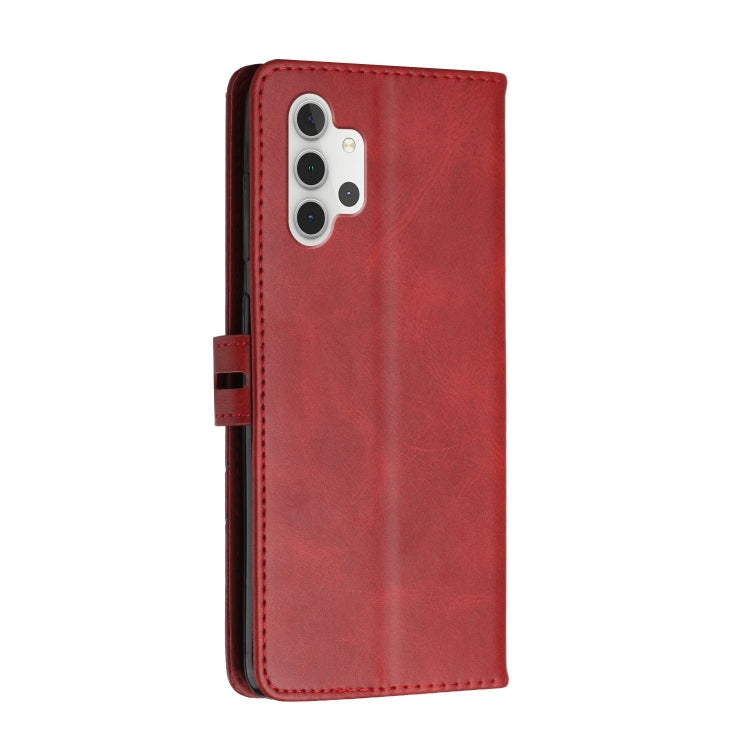 For Samsung Galaxy A32 4G Stitching Style 2-Color Cow Texture Horizontal Flip PU Leather Case with Holder & Card Slot & Lanyard