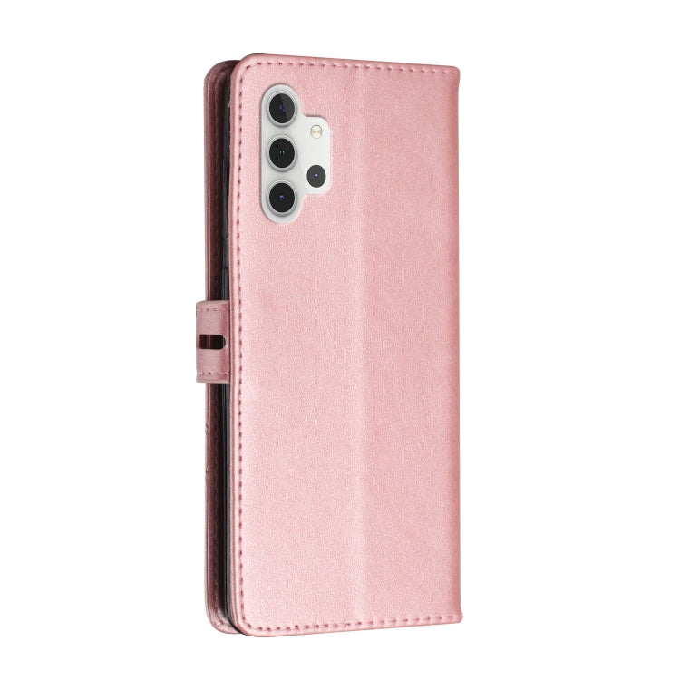 For Samsung Galaxy A32 4G Stitching Style 2-Color Cow Texture Horizontal Flip PU Leather Case with Holder & Card Slot & Lanyard