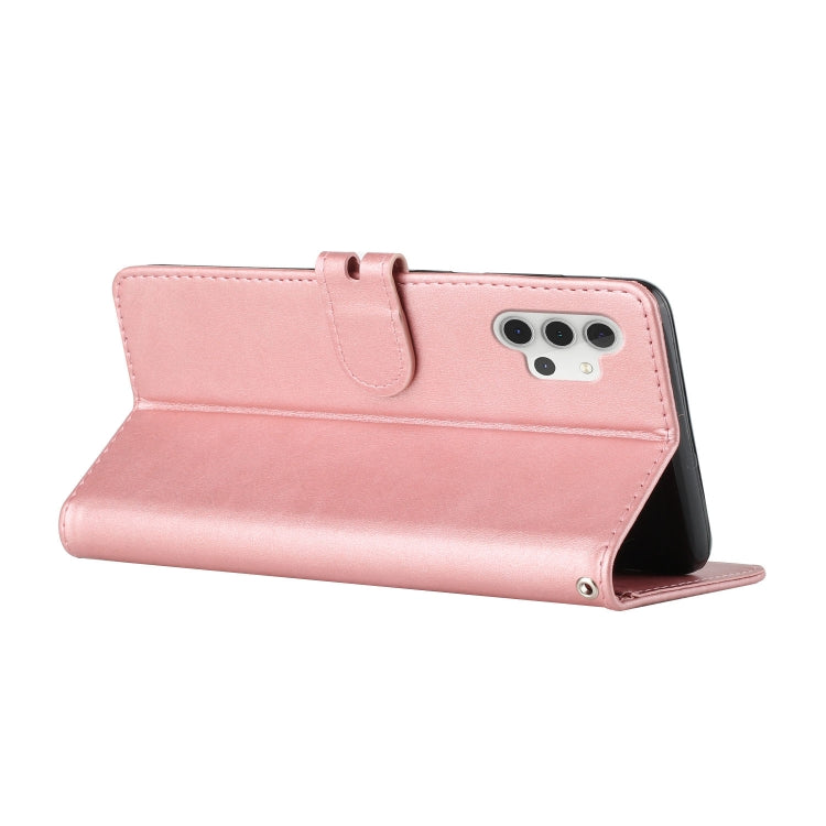 For Samsung Galaxy A32 4G Stitching Style 2-Color Cow Texture Horizontal Flip PU Leather Case with Holder & Card Slot & Lanyard