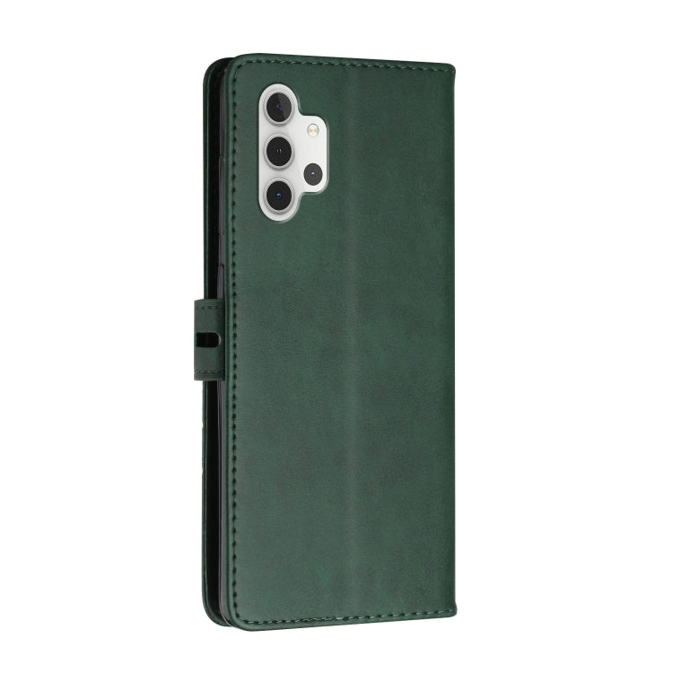 For Samsung Galaxy A32 4G Stitching Style 2-Color Cow Texture Horizontal Flip PU Leather Case with Holder & Card Slot & Lanyard
