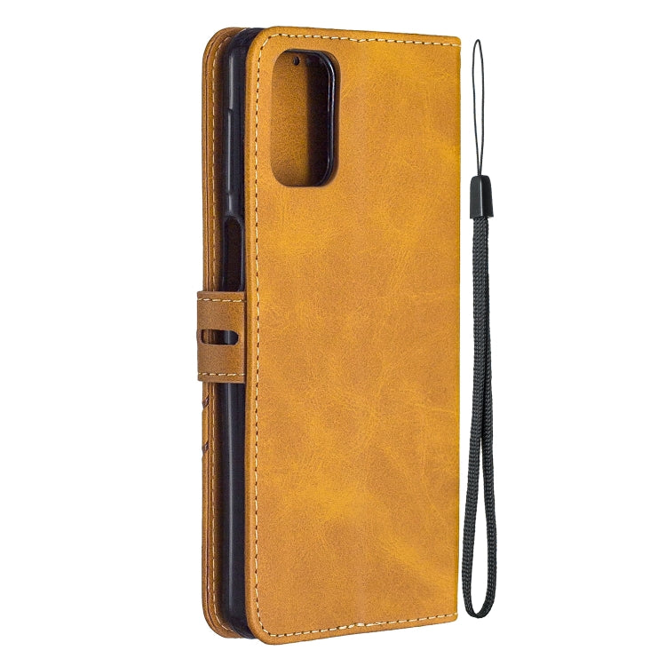 For Samsung Galaxy A42 5G Stitching Style 2-Color Cow Texture Horizontal Flip PU Leather Case with Holder & Card Slot & Lanyard