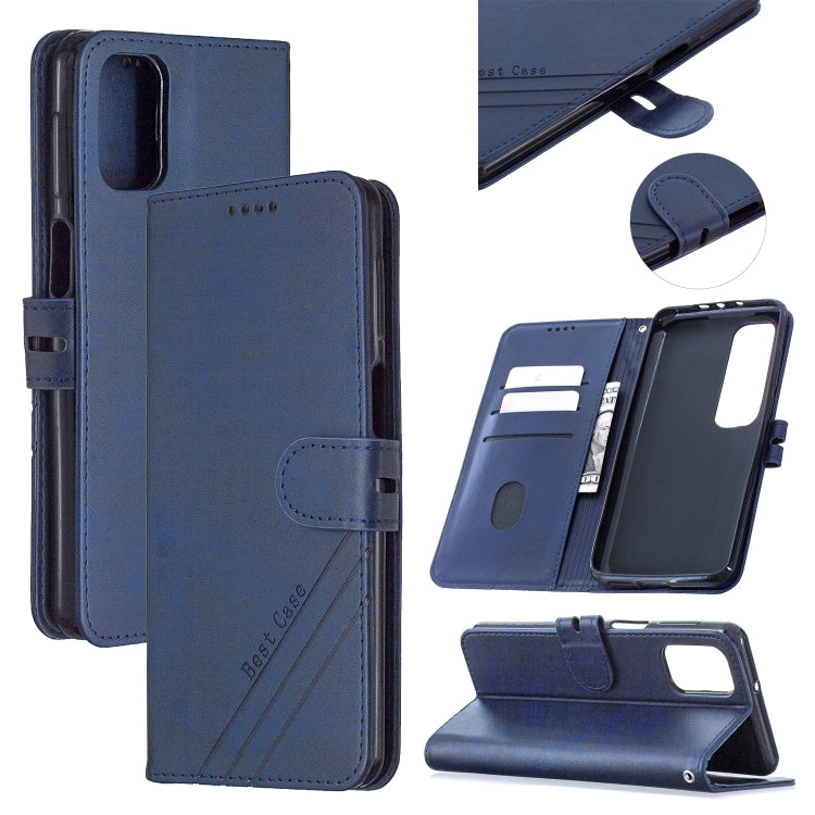 For Samsung Galaxy A42 5G Stitching Style 2-Color Cow Texture Horizontal Flip PU Leather Case with Holder & Card Slot & Lanyard