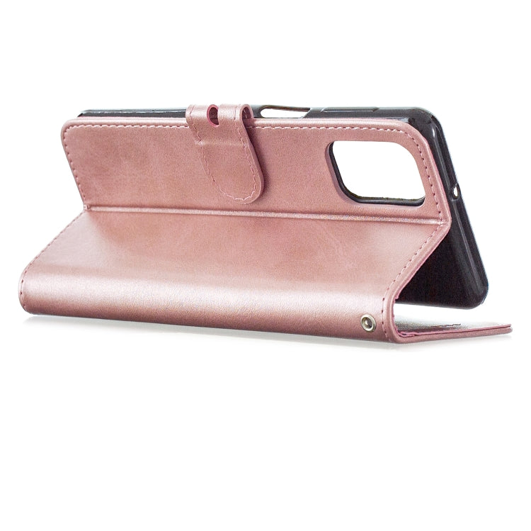 For Samsung Galaxy A42 5G Stitching Style 2-Color Cow Texture Horizontal Flip PU Leather Case with Holder & Card Slot & Lanyard