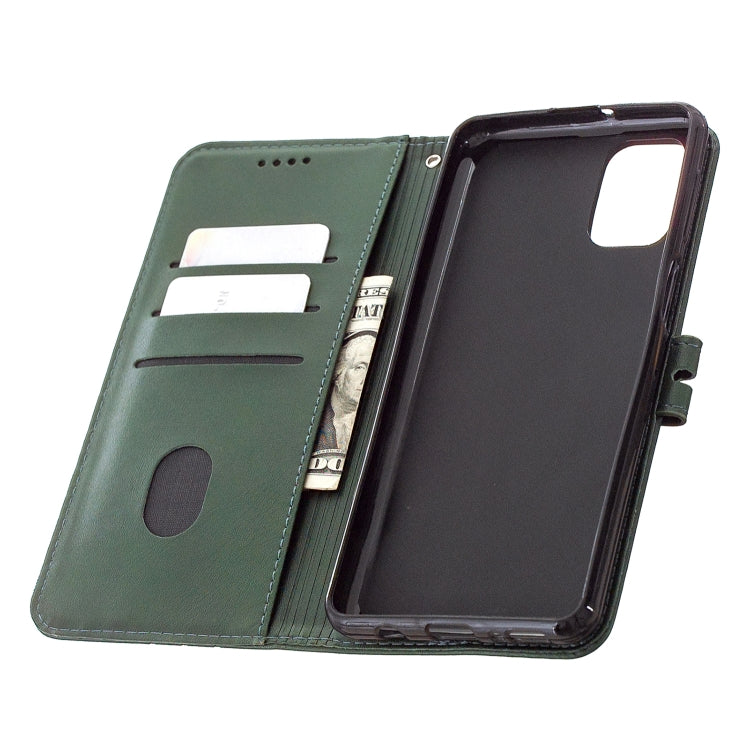 For Samsung Galaxy A42 5G Stitching Style 2-Color Cow Texture Horizontal Flip PU Leather Case with Holder & Card Slot & Lanyard