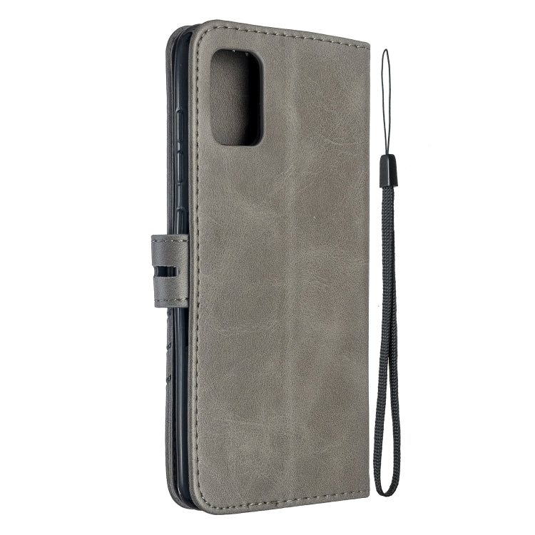 For Samsung Galaxy A51 5G Stitching Style 2-Color Cow Texture Horizontal Flip PU Leather Case with Holder & Card Slot & Lanyard