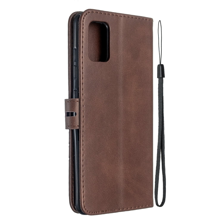 For Samsung Galaxy A51 5G Stitching Style 2-Color Cow Texture Horizontal Flip PU Leather Case with Holder & Card Slot & Lanyard