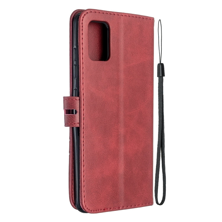 For Samsung Galaxy A51 5G Stitching Style 2-Color Cow Texture Horizontal Flip PU Leather Case with Holder & Card Slot & Lanyard