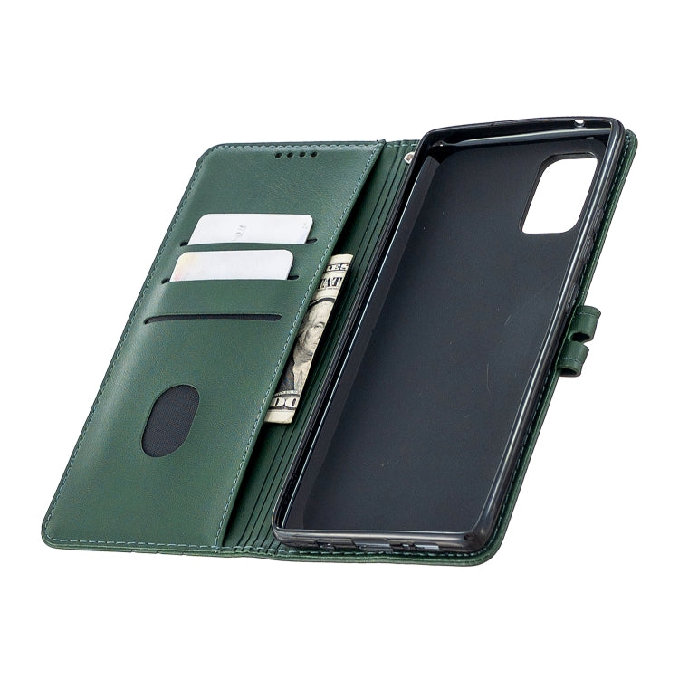 For Samsung Galaxy A51 5G Stitching Style 2-Color Cow Texture Horizontal Flip PU Leather Case with Holder & Card Slot & Lanyard