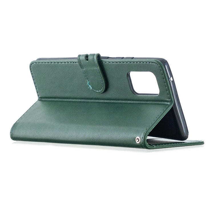 For Samsung Galaxy A51 5G Stitching Style 2-Color Cow Texture Horizontal Flip PU Leather Case with Holder & Card Slot & Lanyard