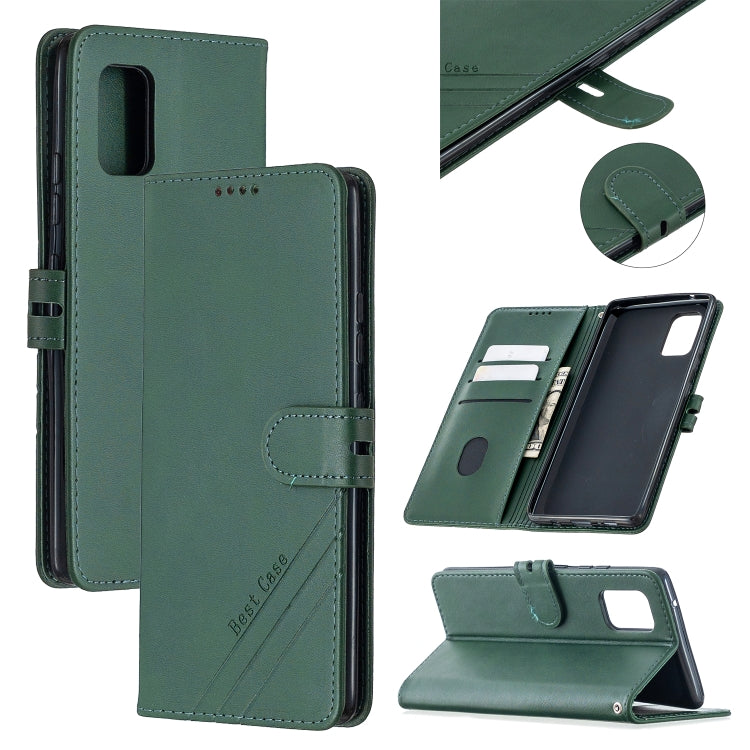 For Samsung Galaxy A71 5G Stitching Style 2-Color Cow Texture Horizontal Flip PU Leather Case with Holder & Card Slot & Lanyard