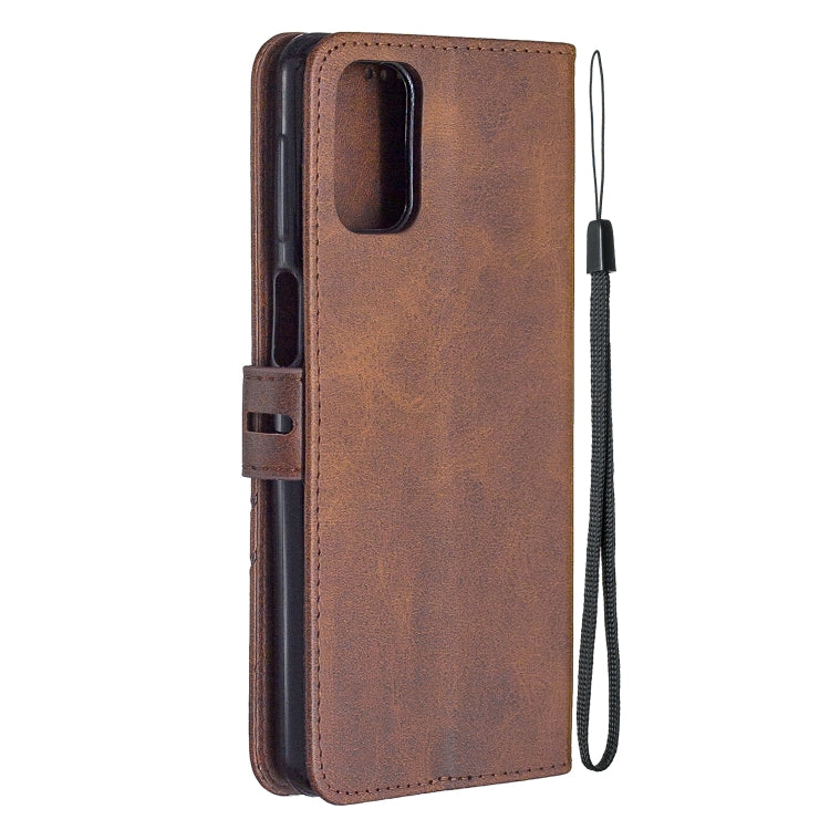 For Samsung Galaxy M31s Stitching Style 2-Color Cow Texture Horizontal Flip PU Leather Case with Holder & Card Slot & Lanyard
