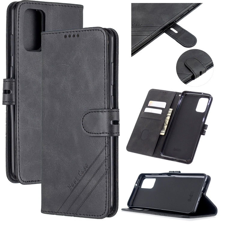 For Samsung Galaxy Note20 Stitching Style 2-Color Cow Texture Horizontal Flip PU Leather Case with Holder & Card Slot & Lanyard