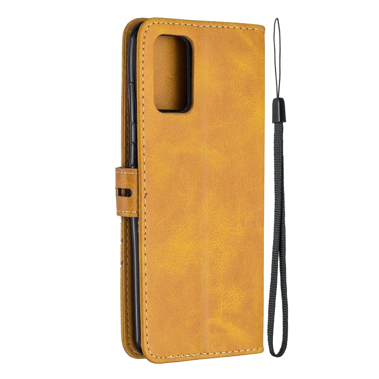 For Samsung Galaxy Note20 Stitching Style 2-Color Cow Texture Horizontal Flip PU Leather Case with Holder & Card Slot & Lanyard